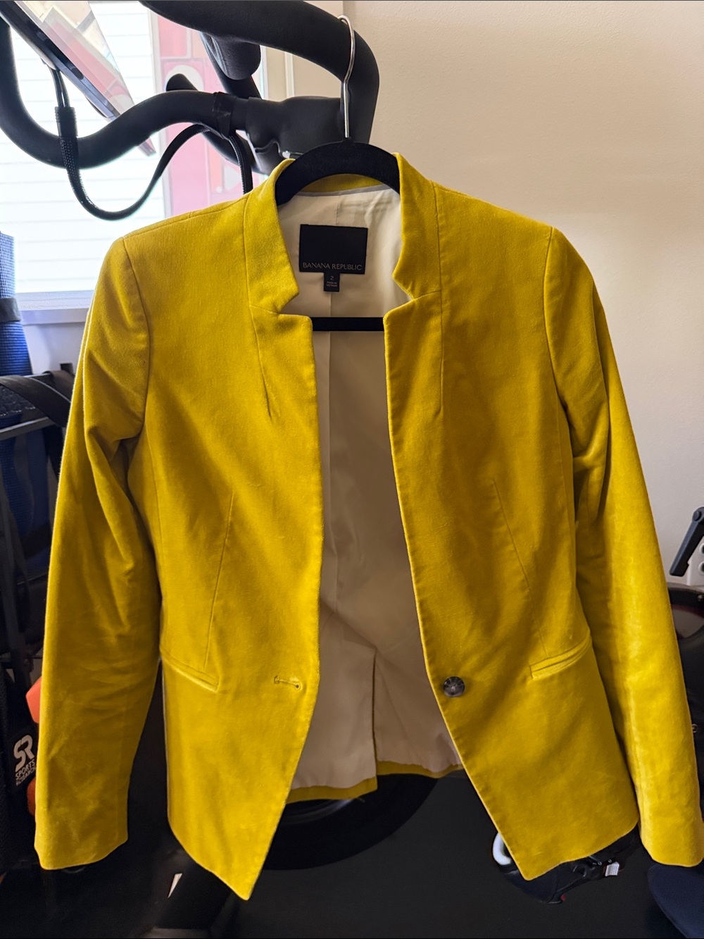 Banana Republic Women's Bright Yellow Collarless Single-Button Blazer